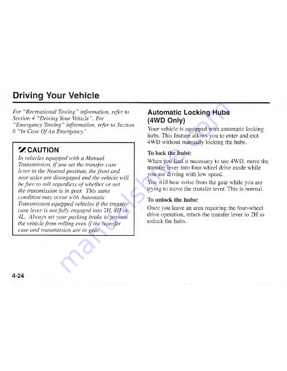 Kia Sportage 2001 Owner'S Manual Download Page 95