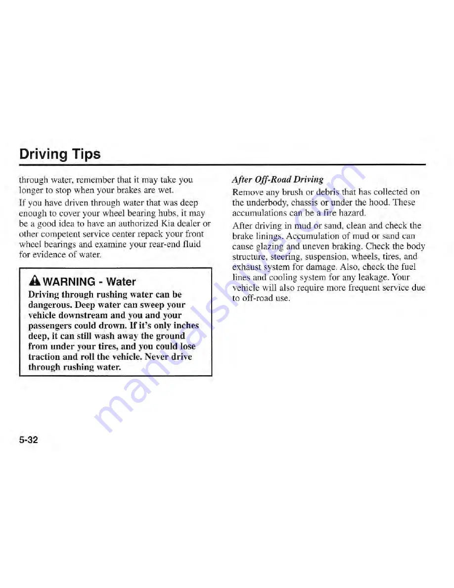 Kia Sportage 2001 Owner'S Manual Download Page 180