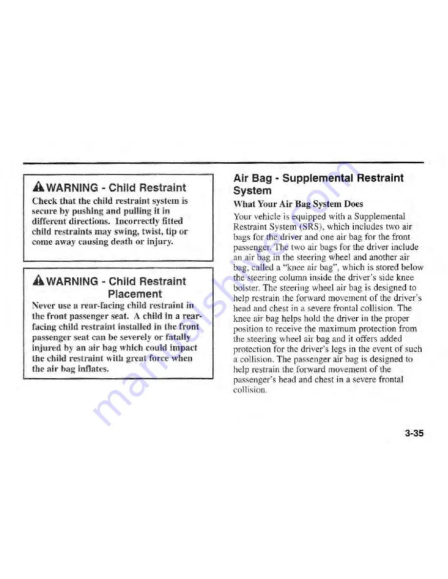 Kia Sportage 2002 Owner'S Manual Download Page 43