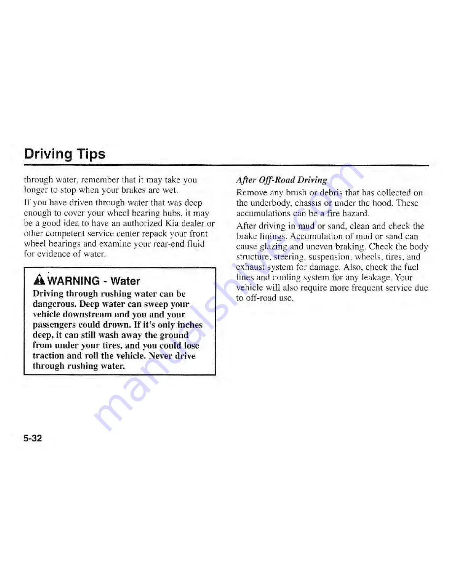 Kia Sportage 2002 Owner'S Manual Download Page 169