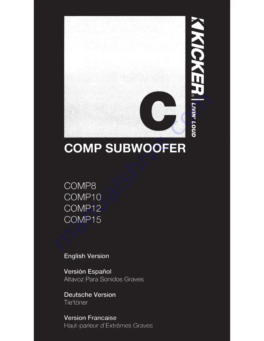 Kicker COMP10 Owner'S Manual Download Page 1