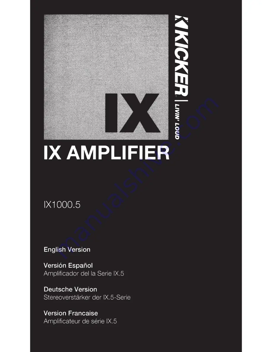 Kicker IX1000.5 Owner'S Manual Download Page 1