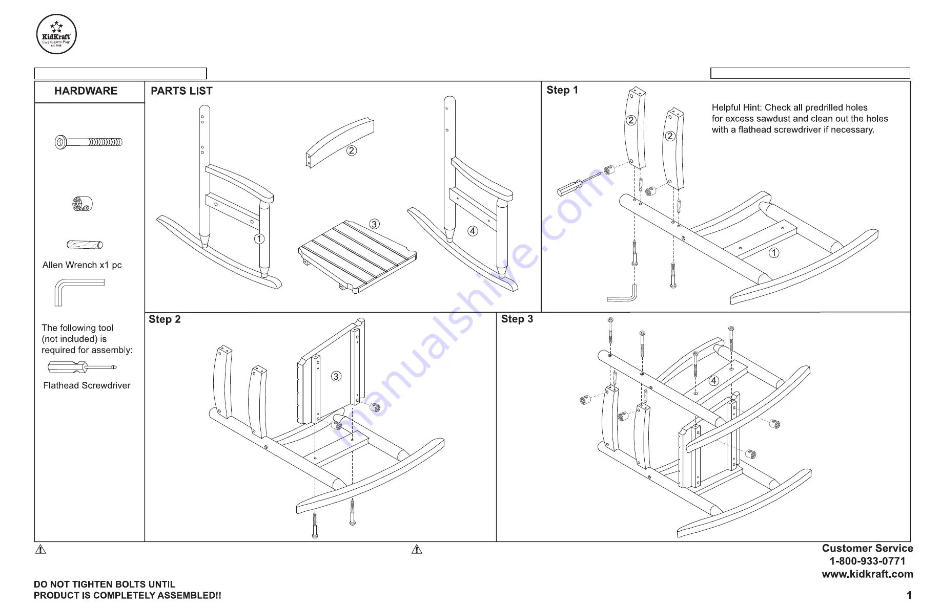 KidKraft 18103D Assembly Instructions Download Page 1