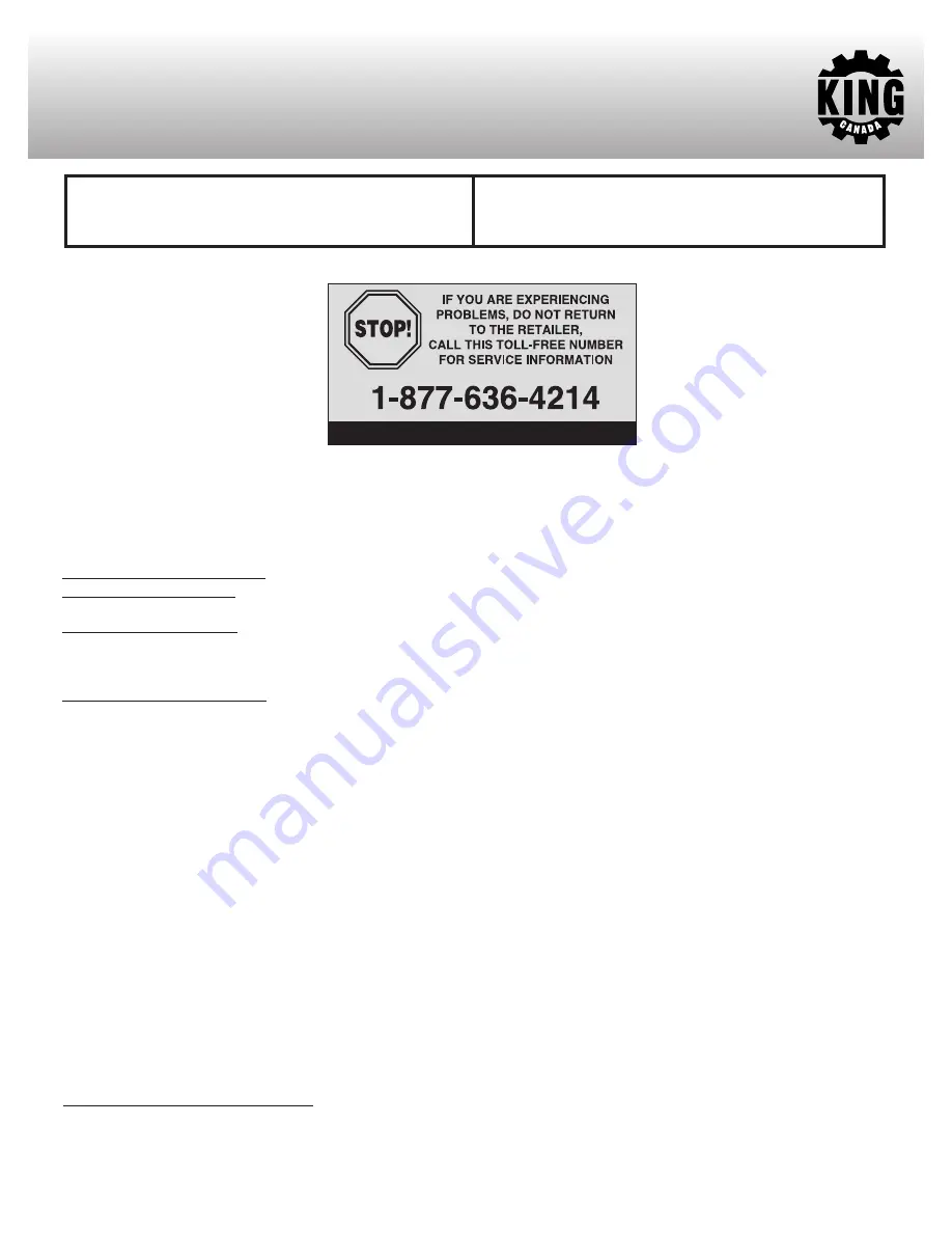 King Canada Power Force KCG-26LS Instruction Manual Download Page 2