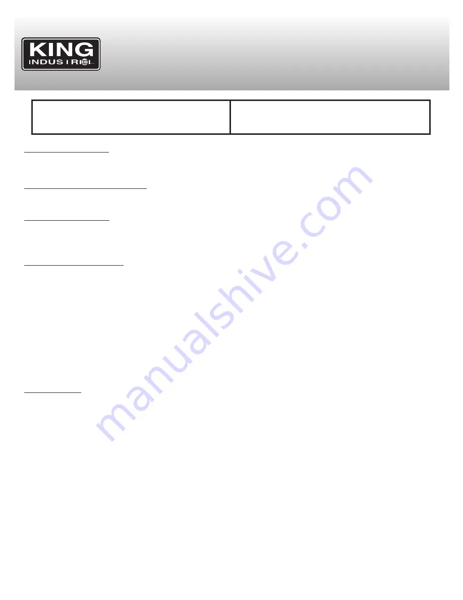 King Industrial KC-1002C Instruction Manual Download Page 2