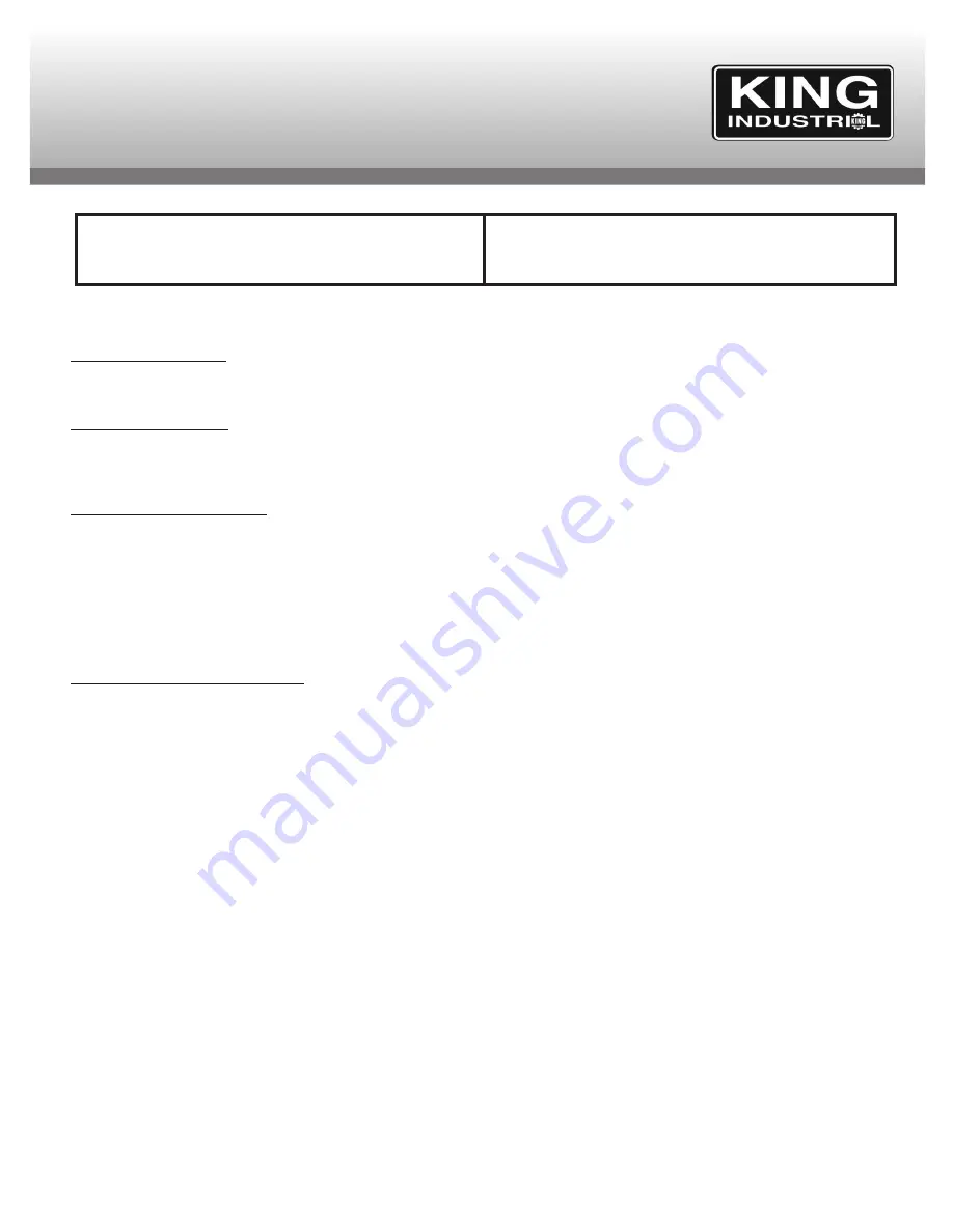 King Industrial KC-70FX Instruction Manual Download Page 2