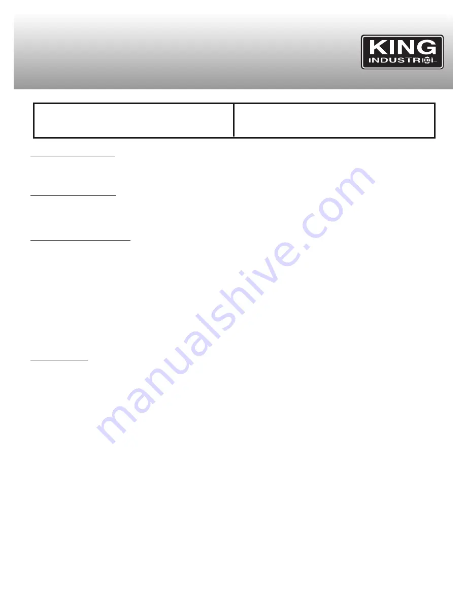 King Industrial KC-770FX Instruction Manual Download Page 2