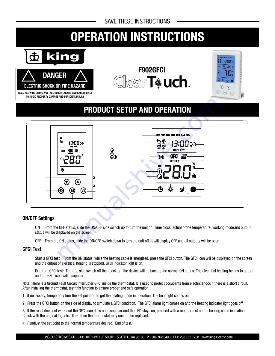 KING Clear Touch F902GFCI Скачать руководство пользователя страница 4