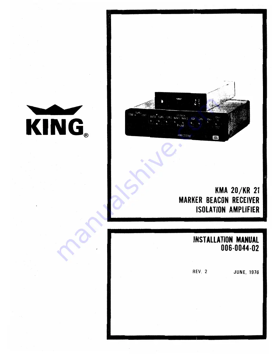 KING KMA 20 Скачать руководство пользователя страница 1