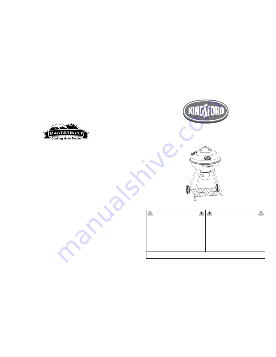 Kingsford 10040206 Assembly, Care & Use Manual Download Page 1