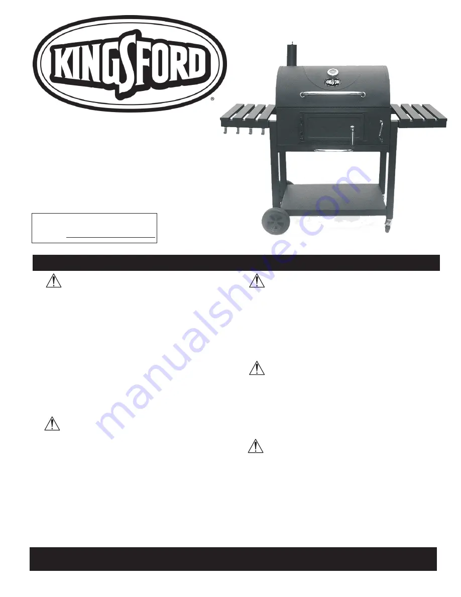 Kingsford 12301648 Product Manual Download Page 1