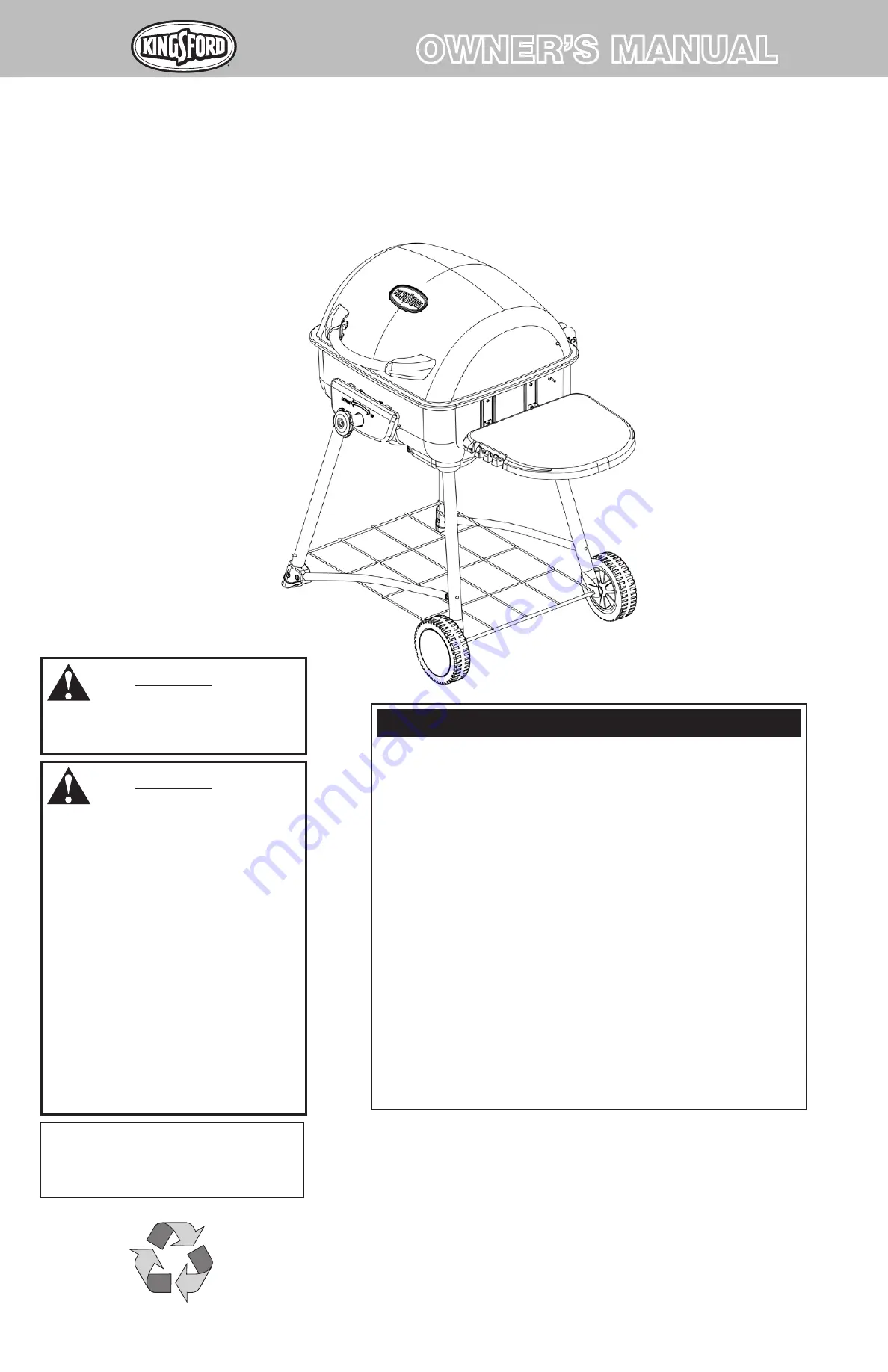 Kingsford CBC1132W series Owner'S Manual Download Page 1