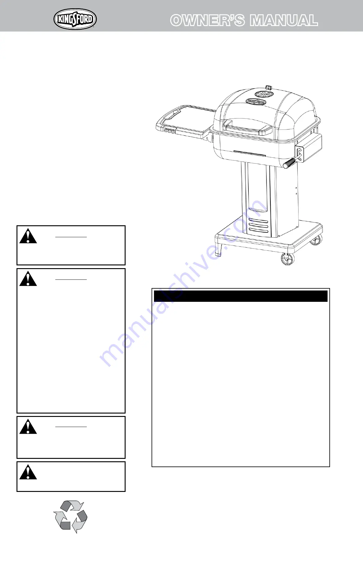 Kingsford CBC1238W Owner'S Manual Download Page 1