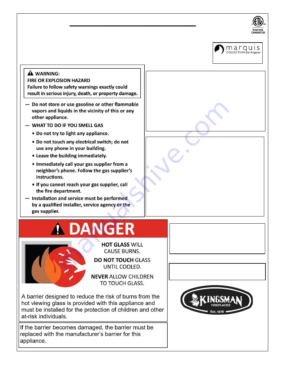 Kingsman Fireplaces IDV24 Installation Instructions Manual Download Page 1