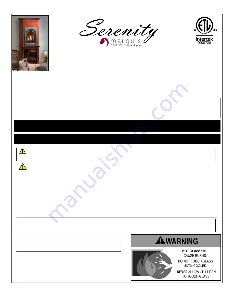 Kingsman Marquis Serenity MQZDV1917 Installation Instructions Manual Download Page 1