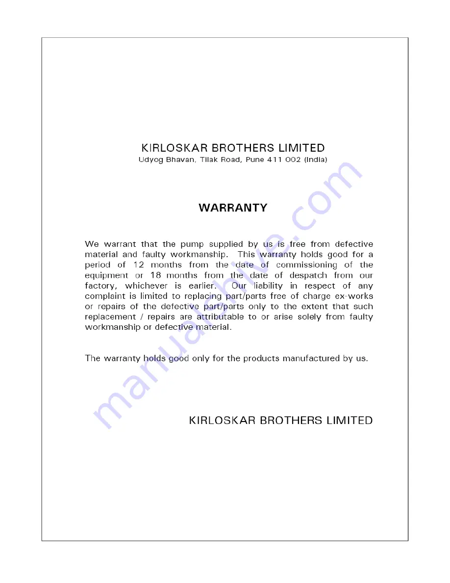 KIRLOSKAR 65-DSM 315M Instruction On Installation, Operation And Maintenance Download Page 29