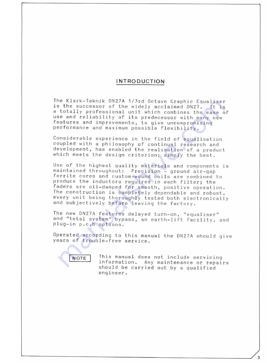 Klark Teknik DN27A Operator'S Manual Download Page 3