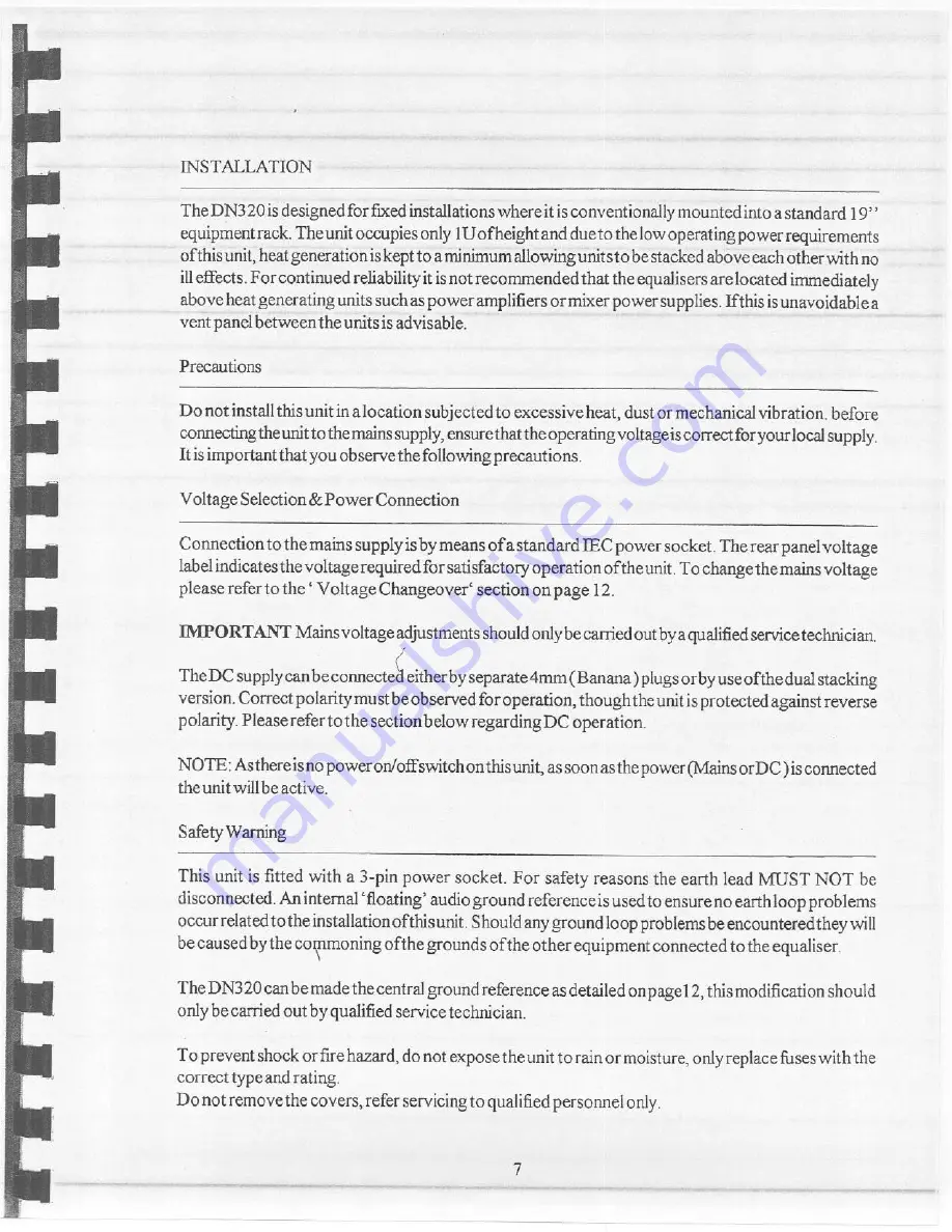 Klark Teknik DN320 Operating Information Manual Download Page 5