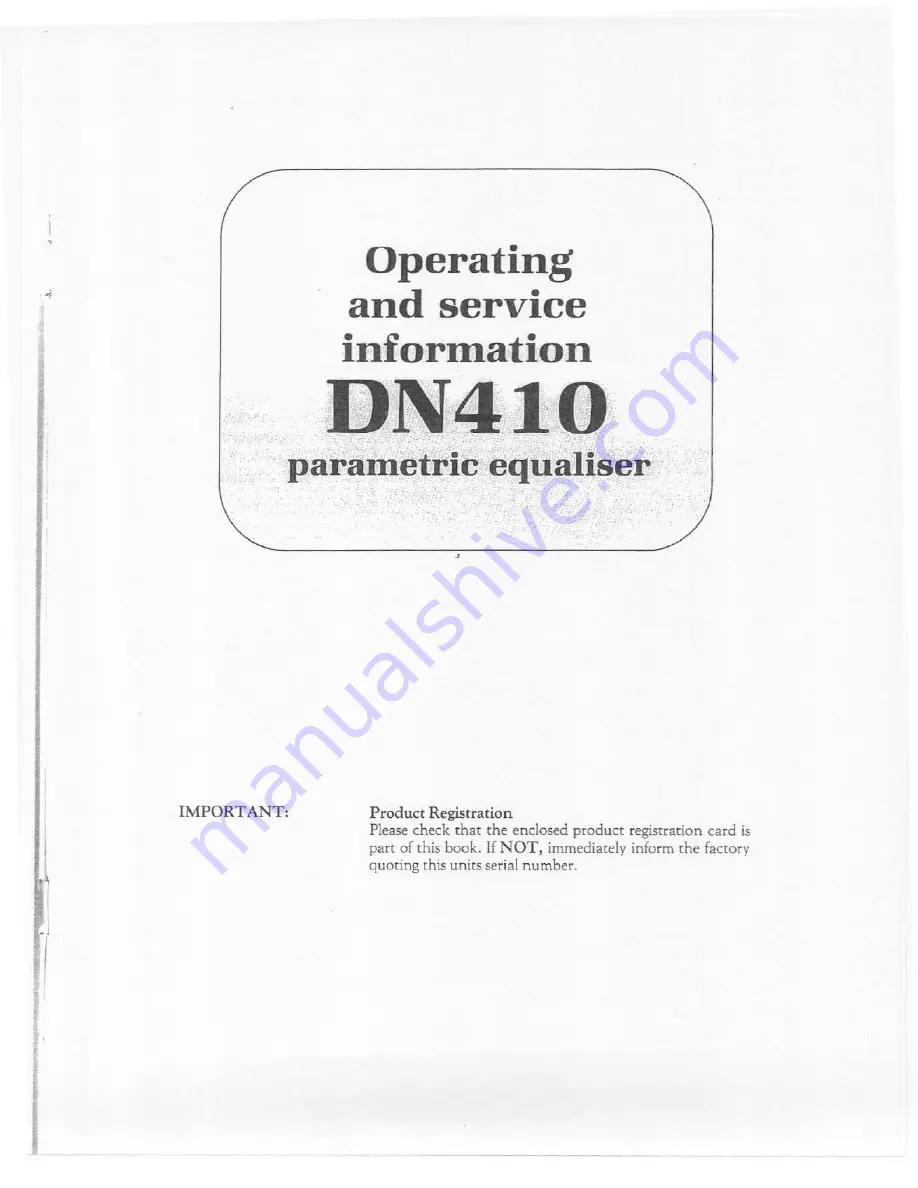 Klark Teknik DN410 Operating Instructions Manual Download Page 1