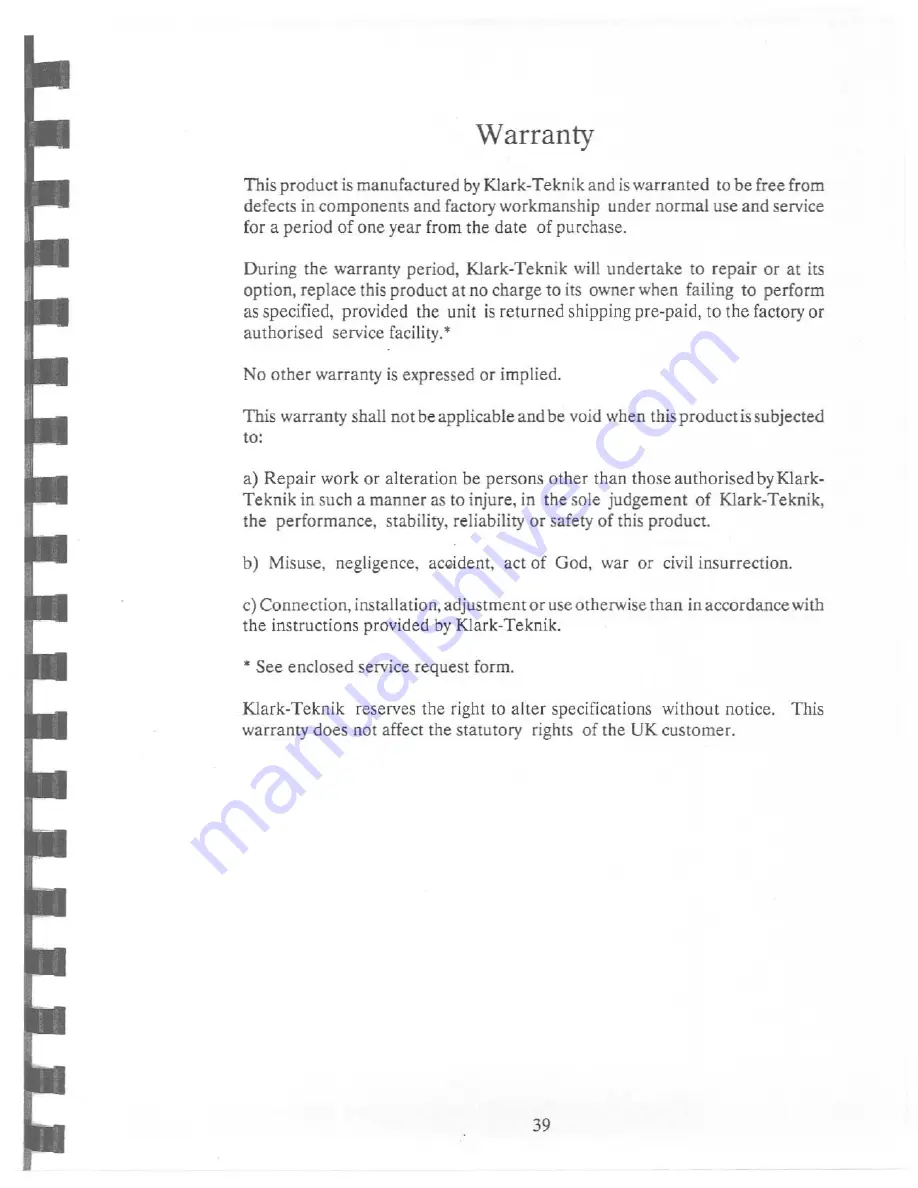 Klark Teknik dn735 Operating And Service Information Download Page 36