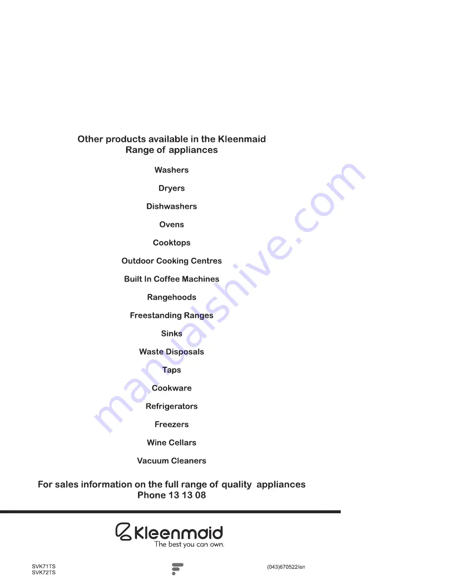 Kleenmaid CH805CE-1 Instructions For Use Manual Download Page 24