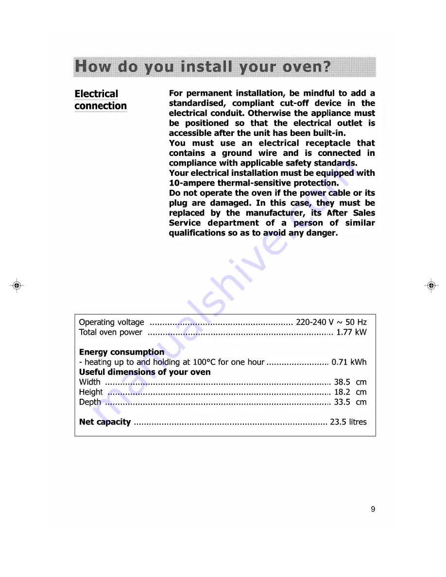 Kleenmaid SOE101A Instructions For Use And Warranty Details Download Page 9