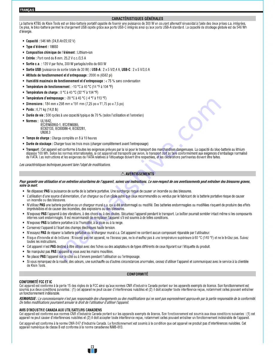 Klein Tools KTB5 Instruction Manual Download Page 12