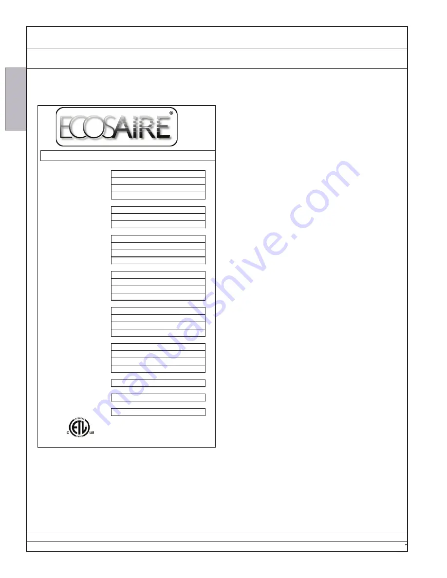 Klimaire Ecosaire CM Series Installation, Operation & Maintenance Manual Download Page 14