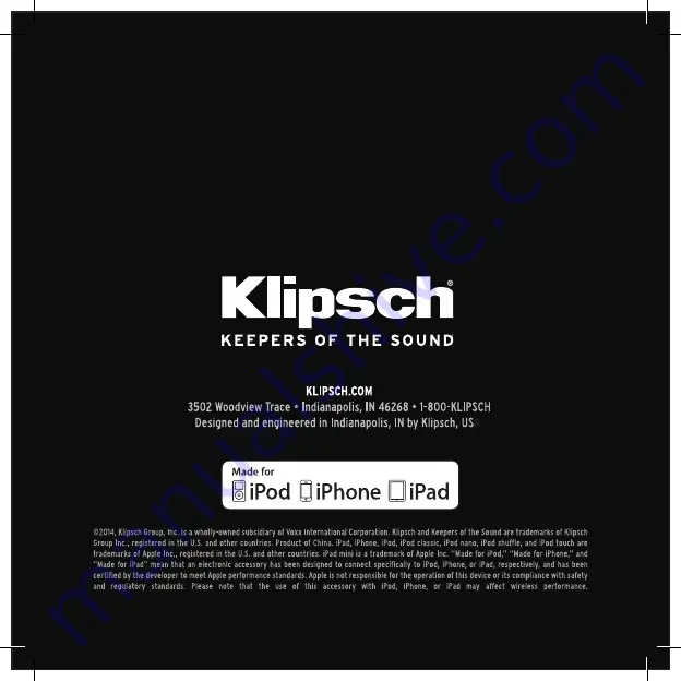 Klipsch OVER-EAR Owner'S Manual Download Page 76