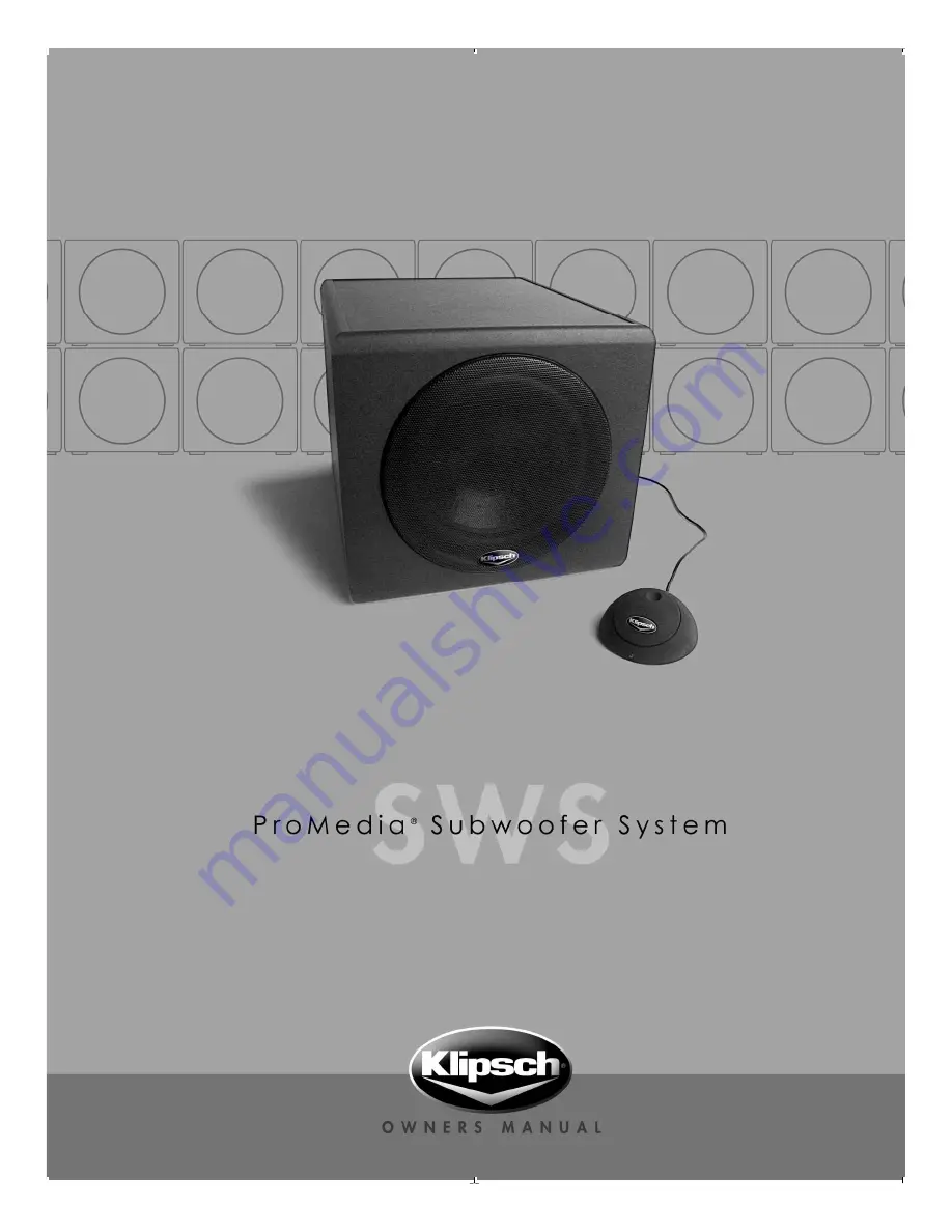 Klipsch ProMedia SWS Owner'S Manual Download Page 1