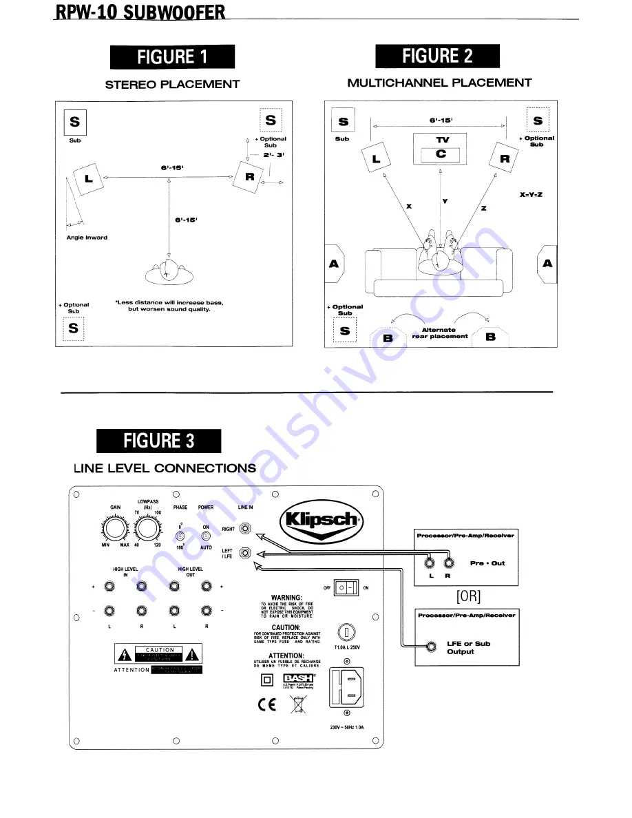 Klipsch RPW-100 Owner'S Manual Download Page 5