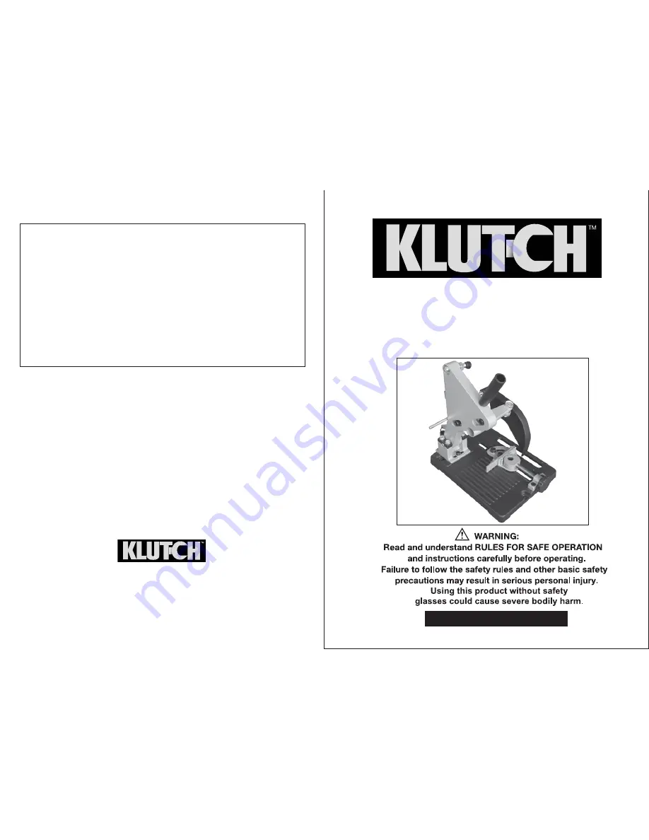 Klutch 375354 Owner'S Manual Download Page 1