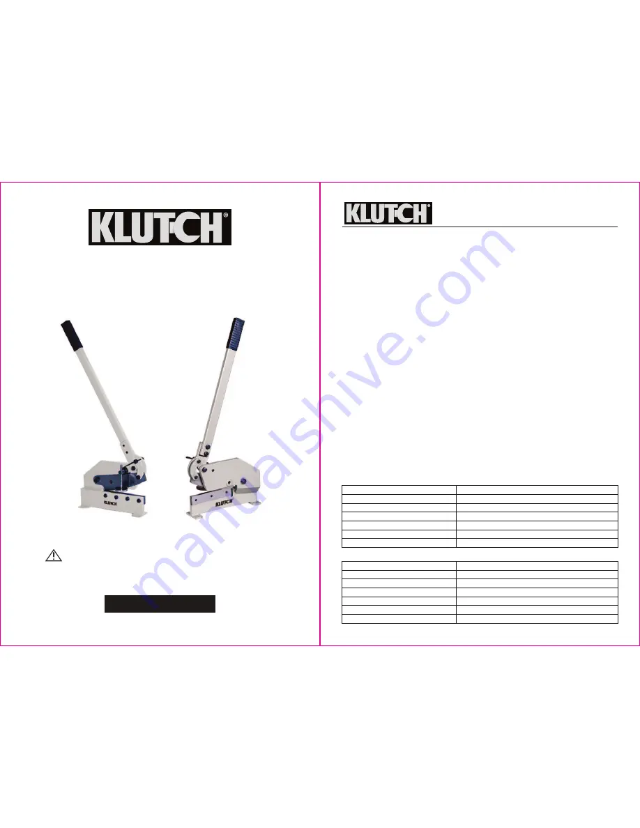 Klutch 49698 Owner'S Manual Download Page 1