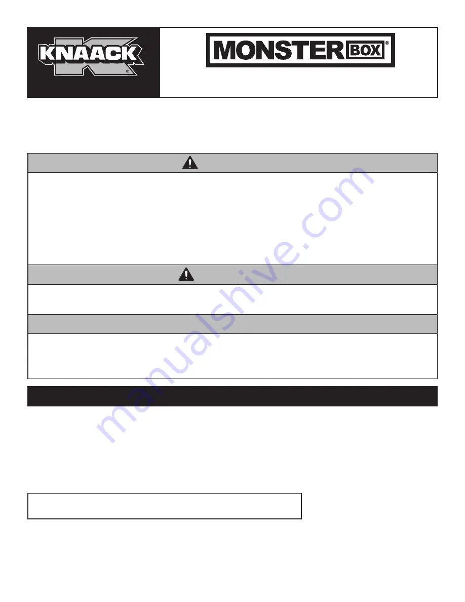 Knaack MONSTER BOX 1000 Instruction And Repair Parts Manual Download Page 1