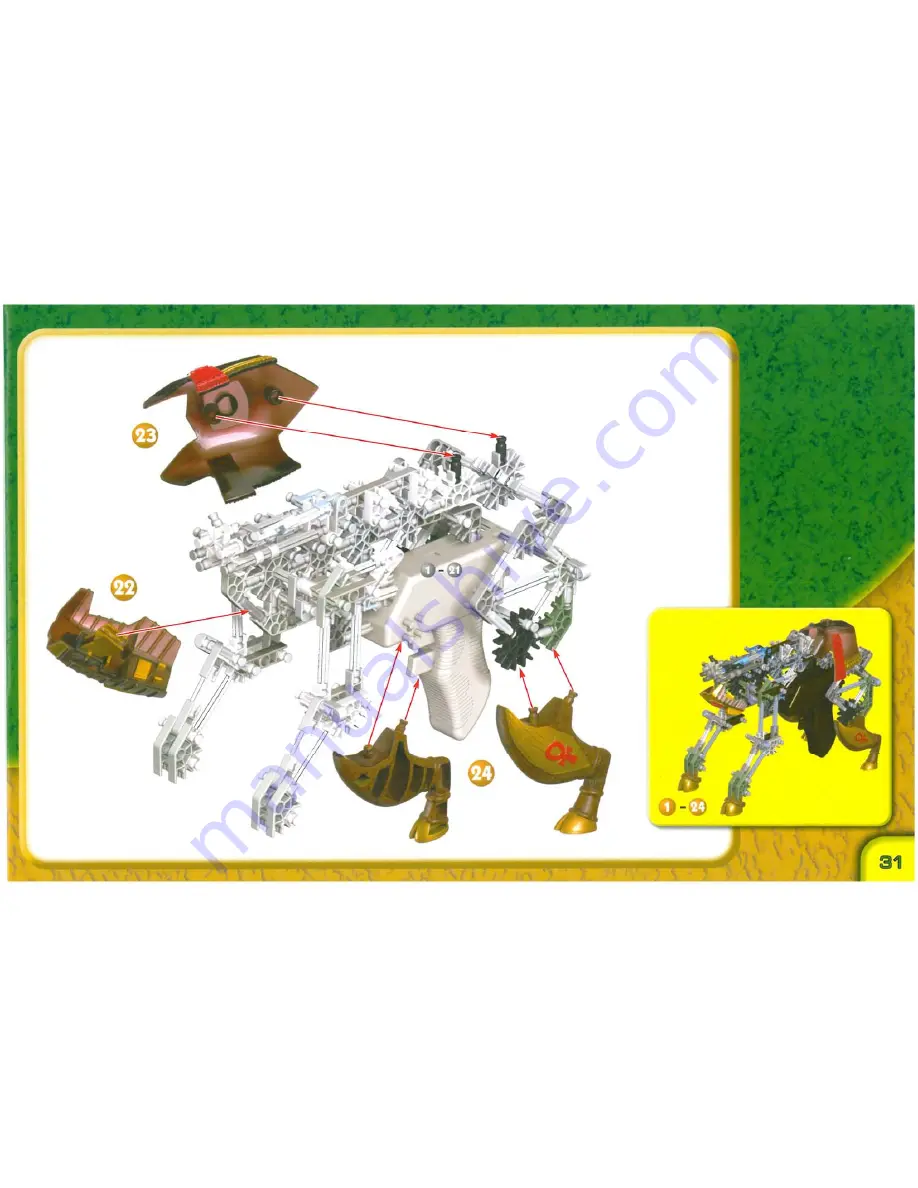 K'Nex Alive Charging Bull 11509 Instruction Book Download Page 31