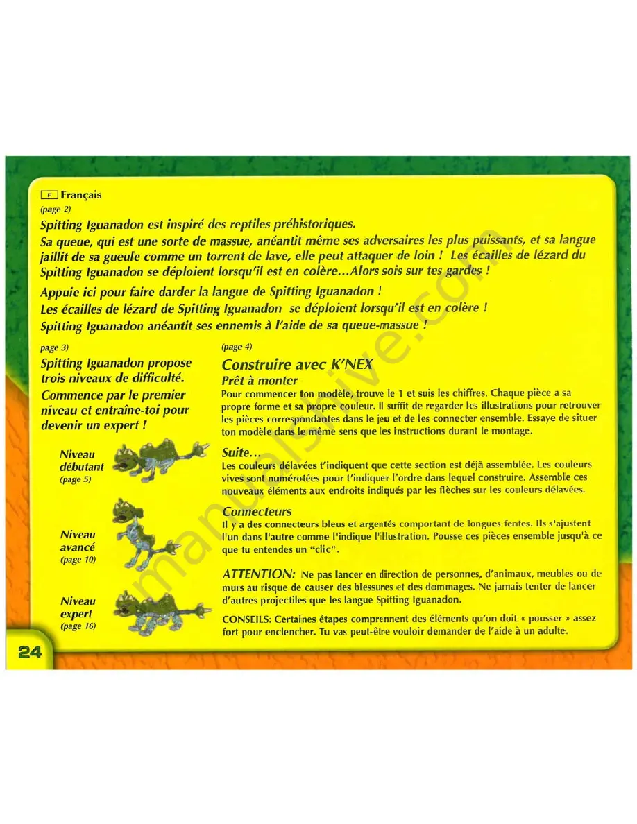 K'Nex Spitting Iguanadon Alive 11014 Instruction Book Download Page 24