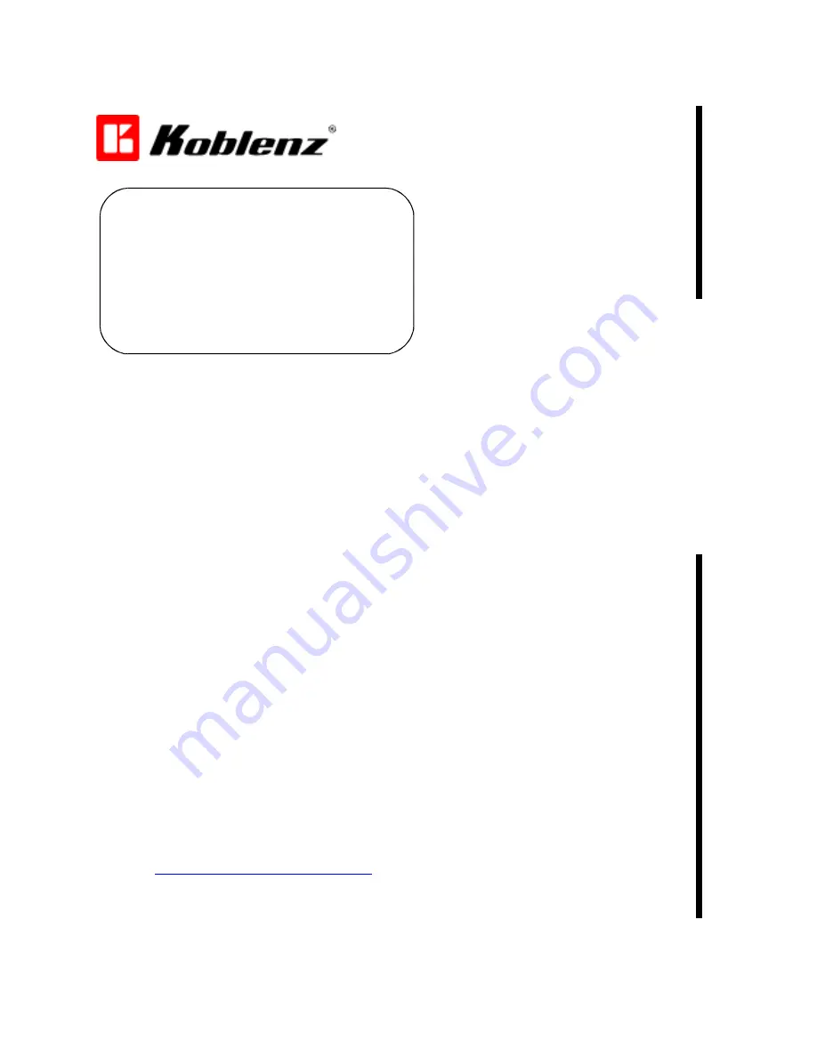 Koblenz U-900 Service Manual & Parts List Download Page 1