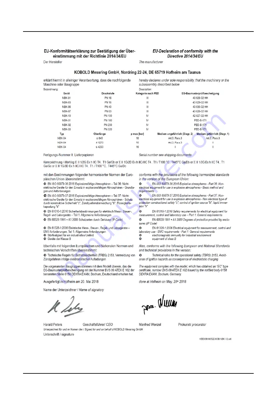 Kobold NBK-ATEX Operating Instructions Manual Download Page 39