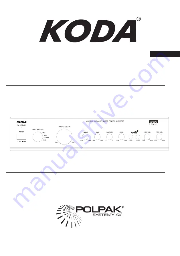 KODA AV-1300mkII Instruction Manual Download Page 1