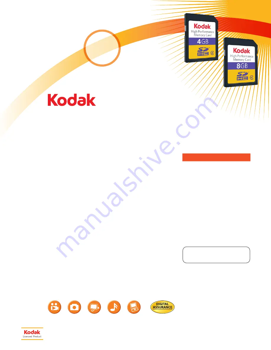 Kodak Digital Camera Memory Card DSKHPSDHC052907 Скачать руководство пользователя страница 1