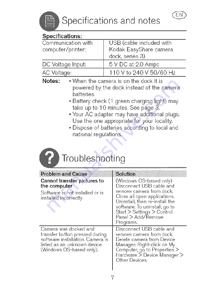 Kodak EasyShare 3 Series User's guide Скачать руководство пользователя страница 7