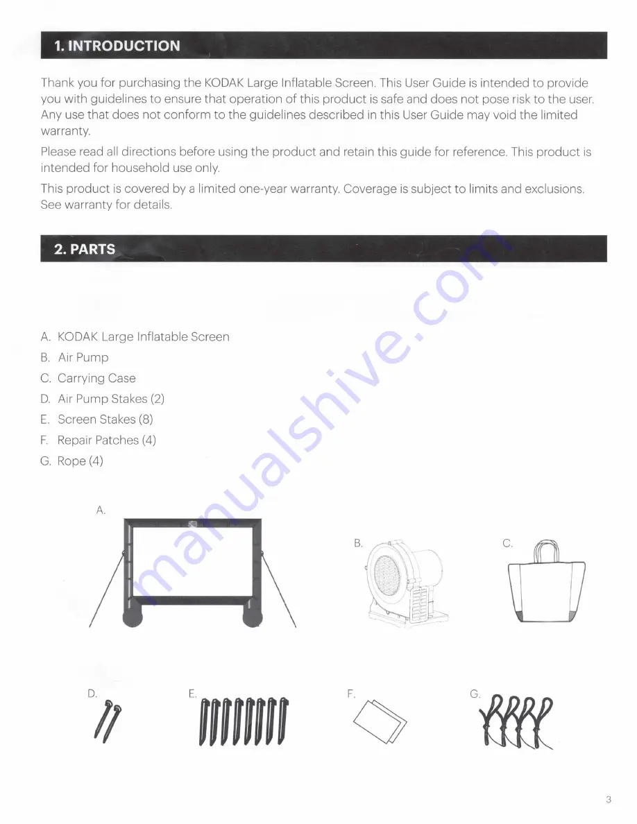 Kodak Large Inflatable Screen User Manual Download Page 3