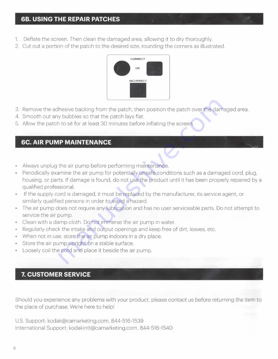 Kodak Large Inflatable Screen User Manual Download Page 6