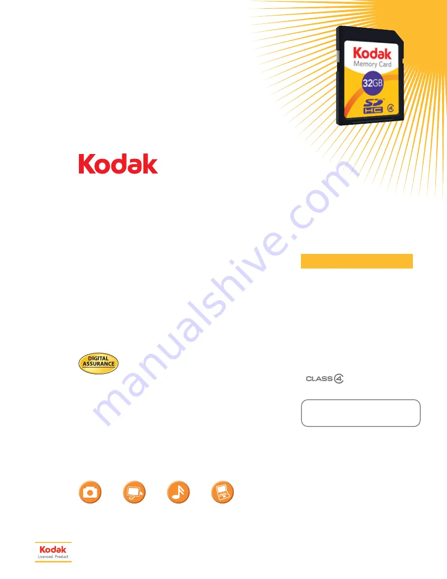 Kodak SDHC MEMORY CARD Скачать руководство пользователя страница 1