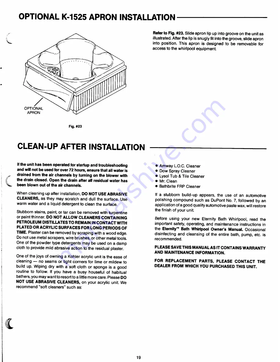 Kohler Eternity K-1522-ET Installation Manual Download Page 19