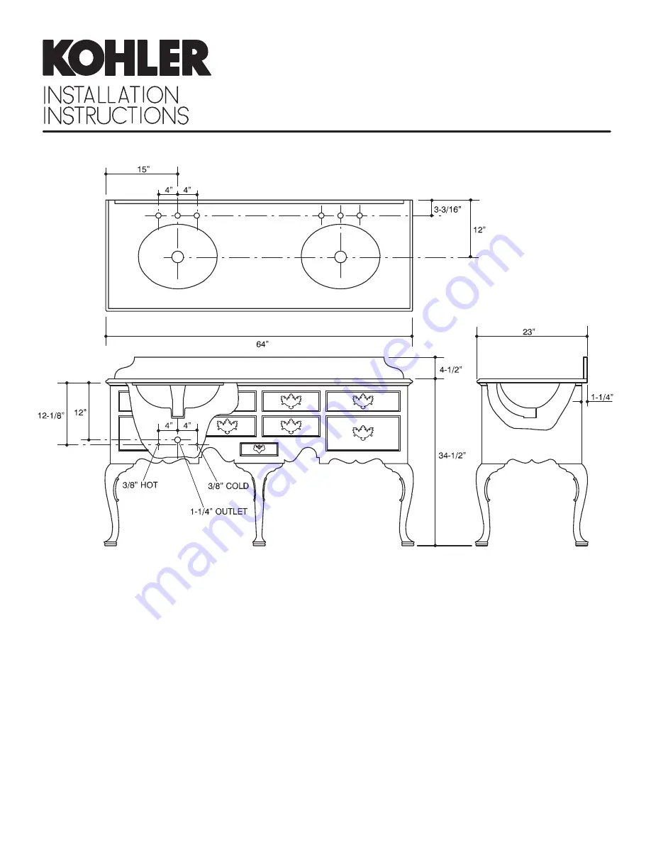 Kohler K-3087 AA Series Installation Instructions Download Page 1