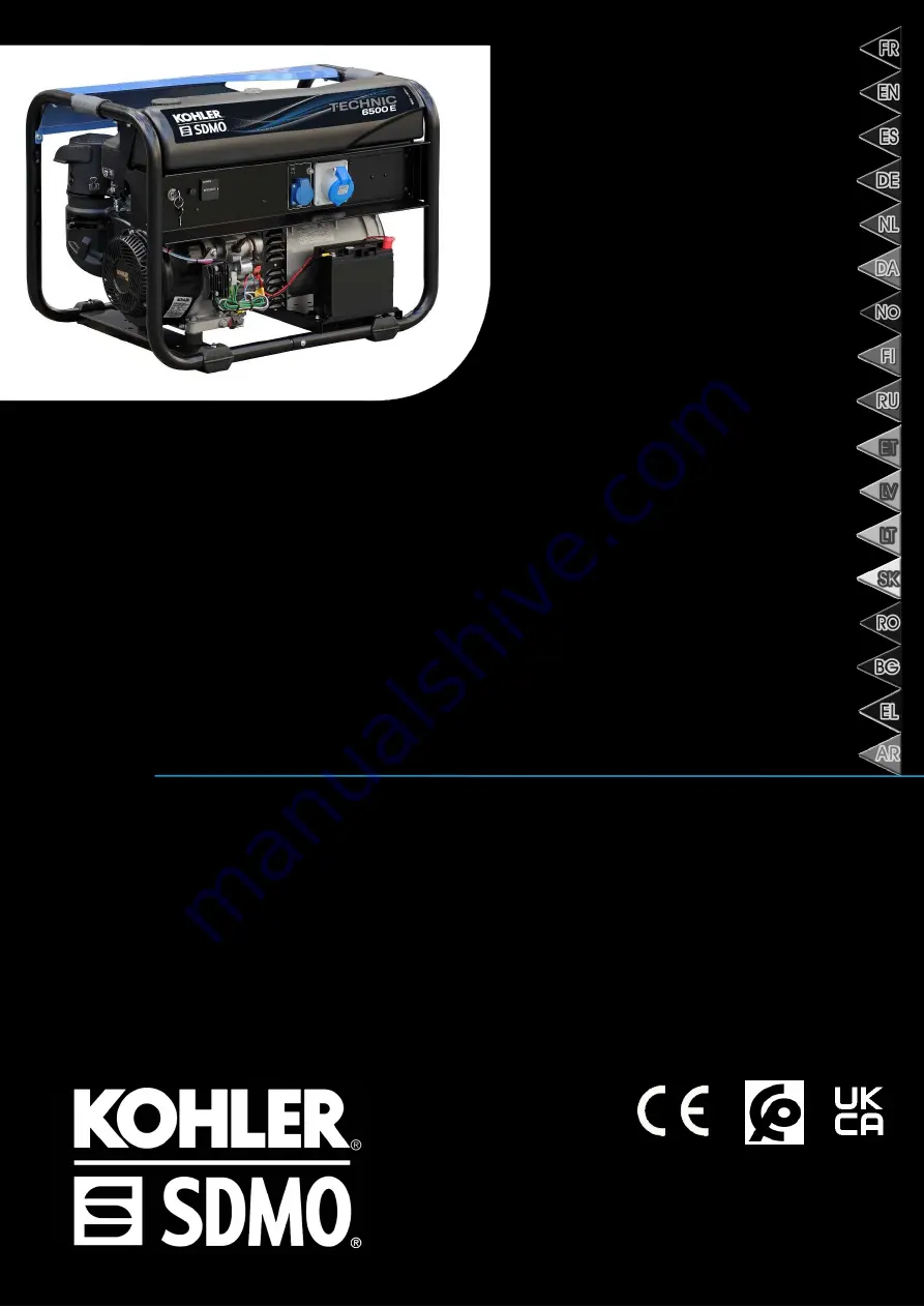 Kohler SDMO TECHNIC 6500 E C5 Instruction And Maintenance Manual Download Page 1