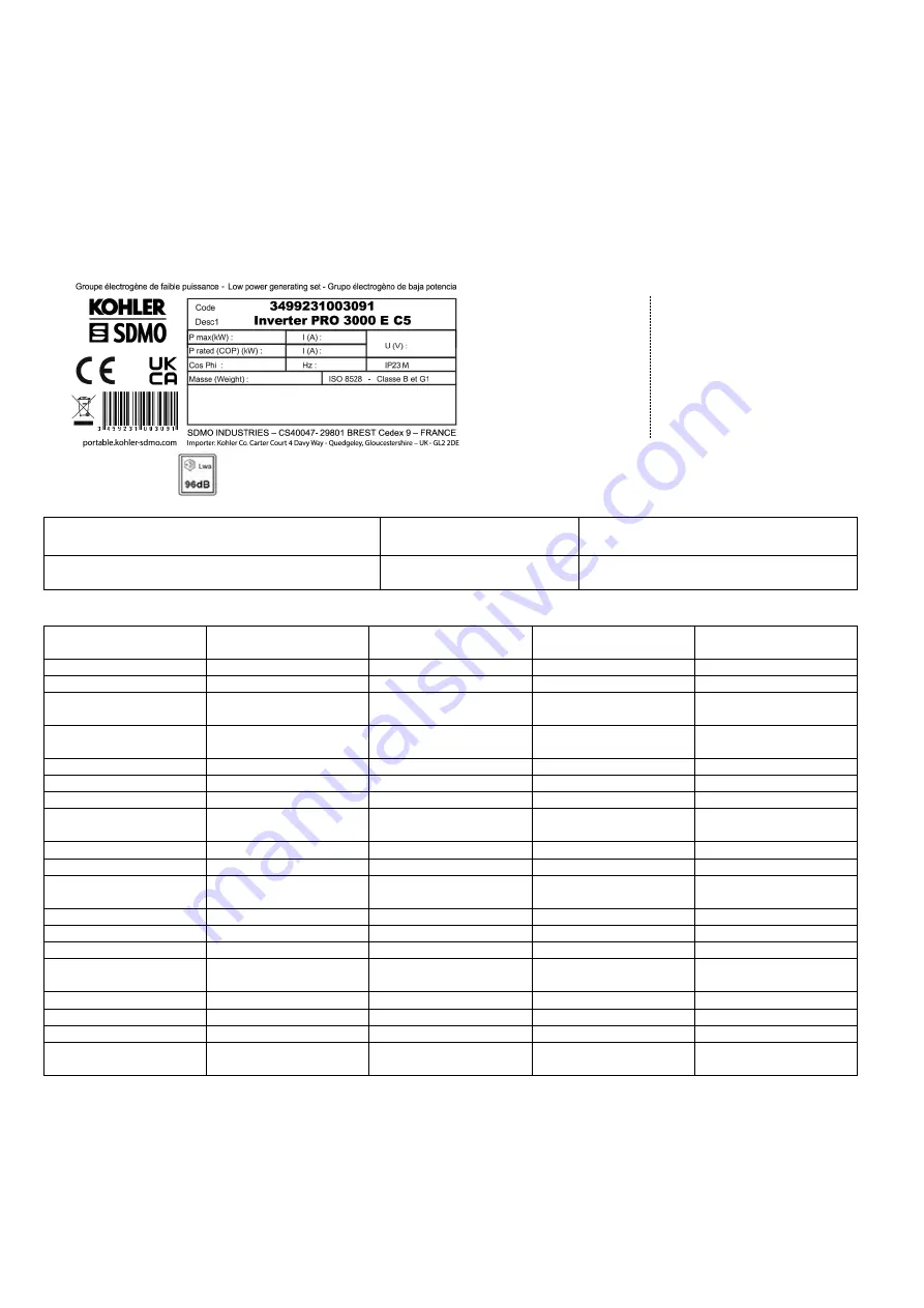 Kohler SDMO TECHNIC 6500 E C5 Instruction And Maintenance Manual Download Page 56