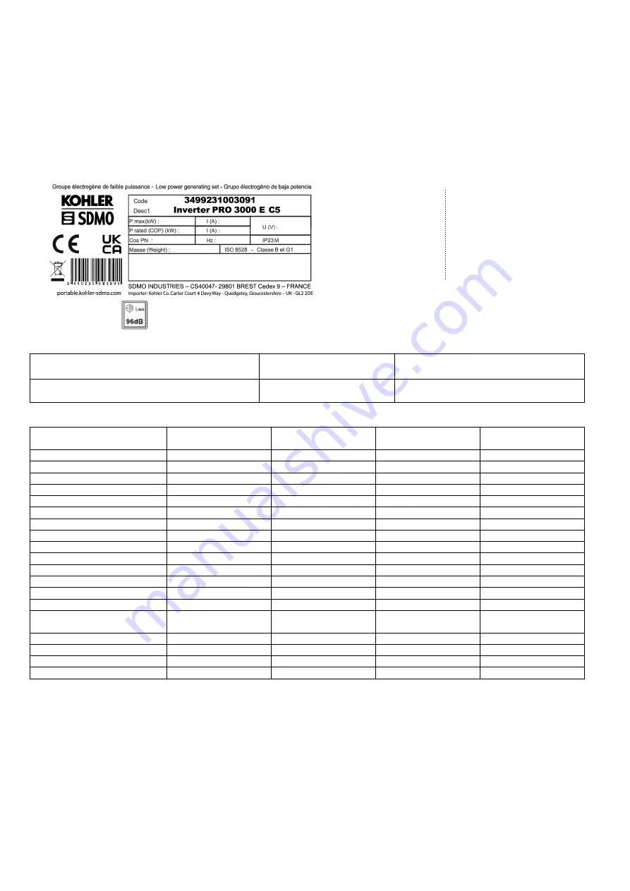 Kohler SDMO TECHNIC 6500 E C5 Instruction And Maintenance Manual Download Page 70