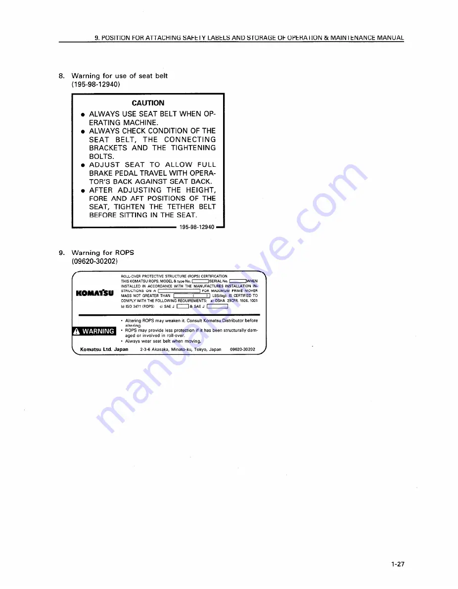 Komatsu Super D155AX-3 Operation & Maintenance Manual Download Page 36